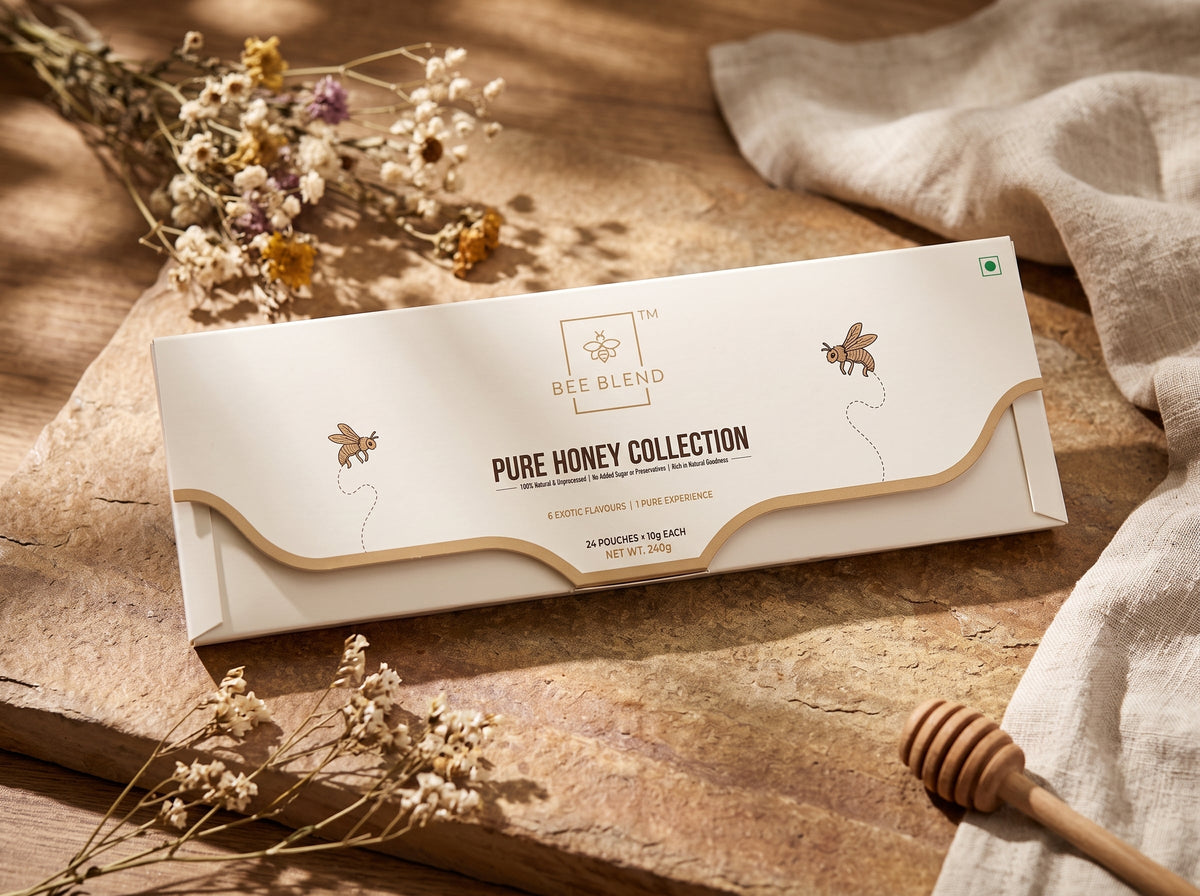 BeeBlend Pure Honey Collection raw honey gift box, 24 pouches x 10g, net weight 240g