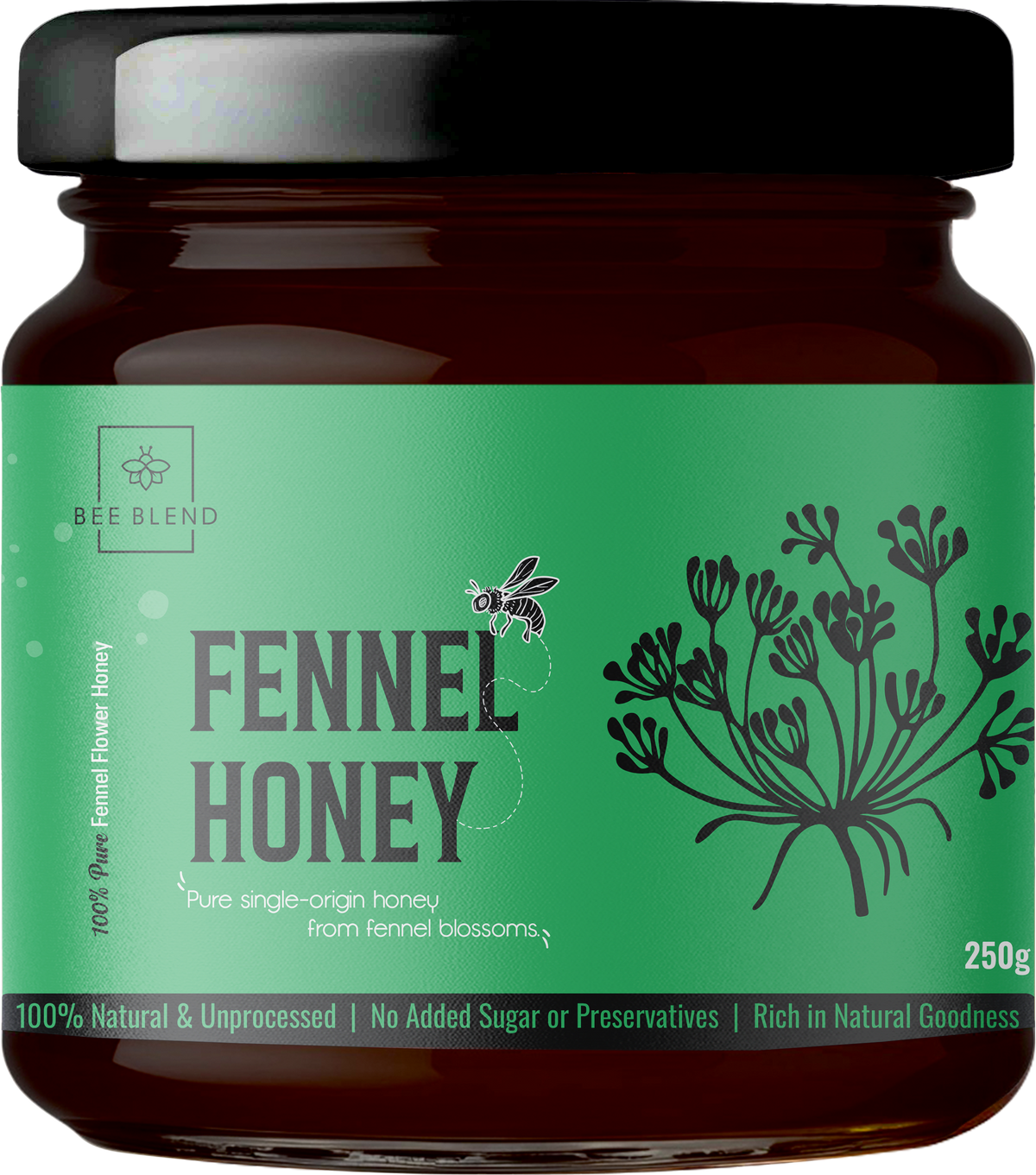 BeeBlend Fennel Raw Honey jar – natural herbal honey India