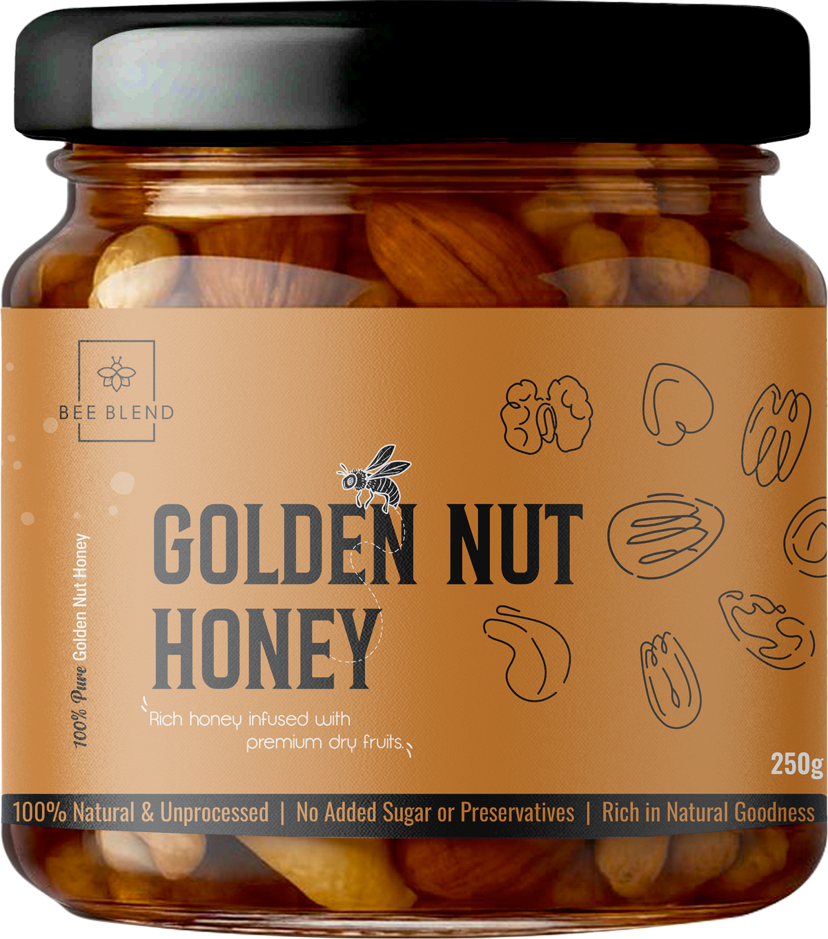 BeeBlend Golden Nut Infusion Honey – natural power honey India