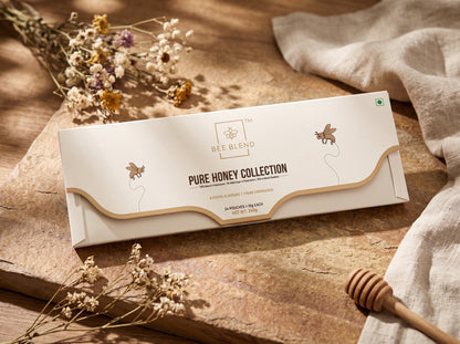 BeeBlend Pure Honey Collection raw honey gift box, 24 pouches x 10g, net weight 240g